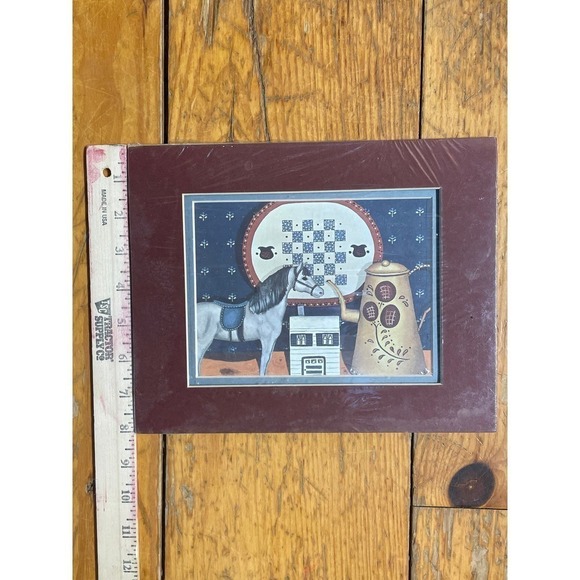 Vintage Primitive print/picture. Farmhouse/Country. Matted and sealed. Horse - Picture 3 of 3